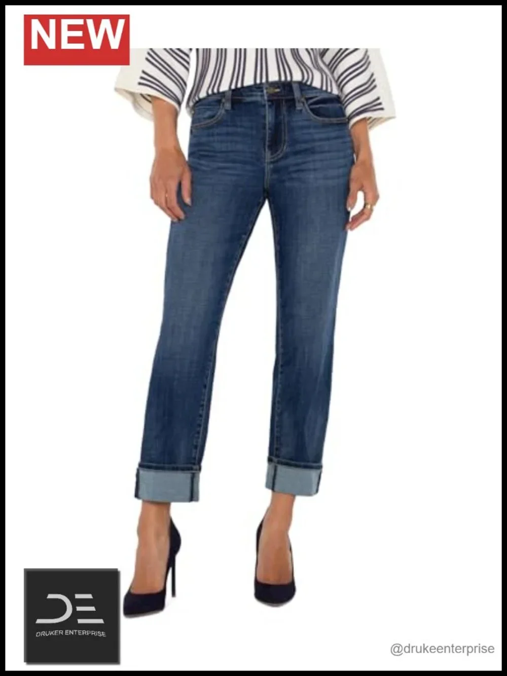 Liverpool Women's Marley Girlfriend Cuffed Mid-Rise Vintage Denim Jeans Size 29